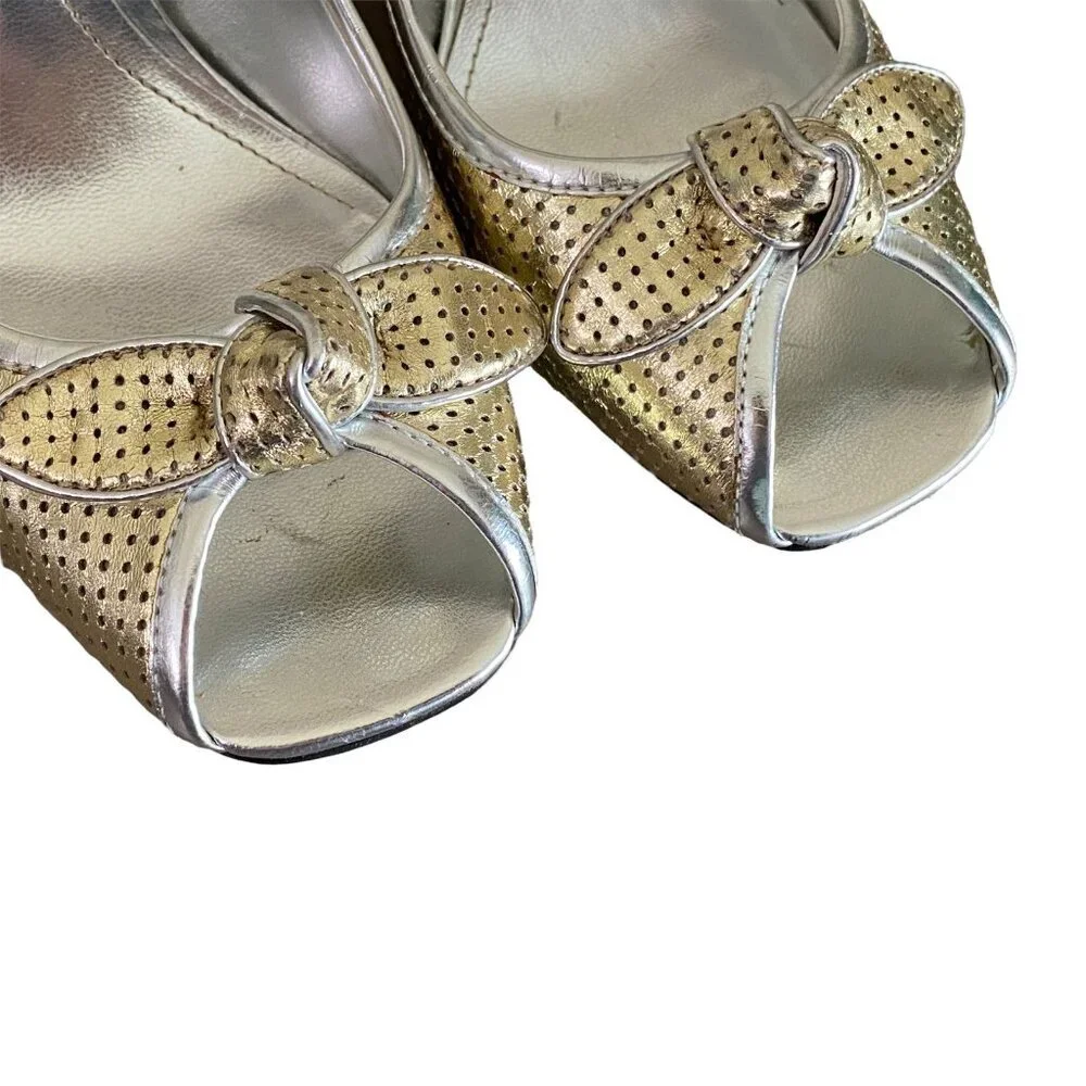 Style & Co. "Freckles" Peep Toe Metallic Heels Formal Special Occasion SZ 6.5 - Picture 10 of 12